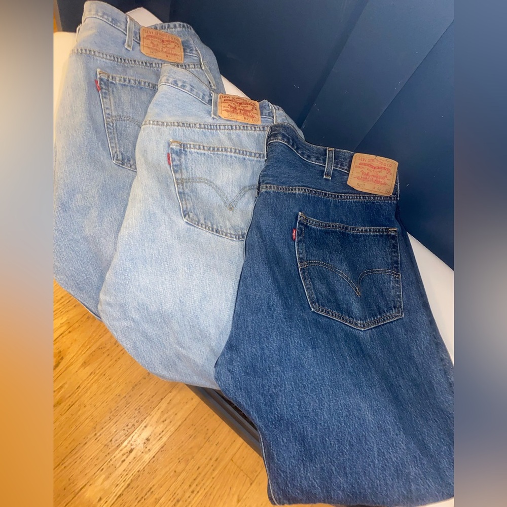 Levi's Men's 501 Blue Jeans Button 42 X 30‎ Bundle of 3